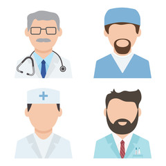Set of medical workers, health professional avatars, medical staff, doctor icons. Vector illustration