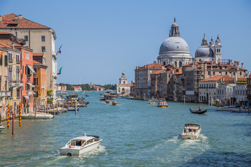 Views of streets and canals in Venice Italy
