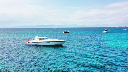 Fototapeta na wymiar aerial view of a luxury yacht in the Mediterranean Sea