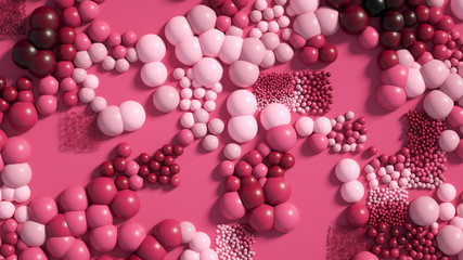 Beautiful background with balls, science, molecule, atom. 3d illustration, 3d rendering.