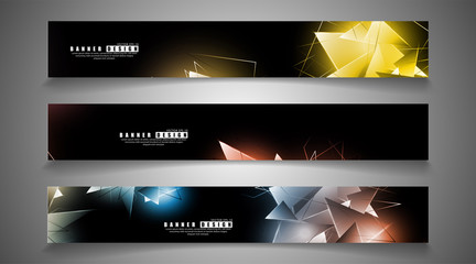 banner collection. abstract background with luminous triangles that overlap. isolated black background. vector illustration of eps 10