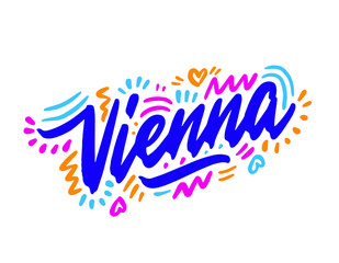 Vienna handwritten city name.Modern Calligraphy Hand Lettering for Printing,background ,logo, for posters, invitations, cards, etc. Typography vector.