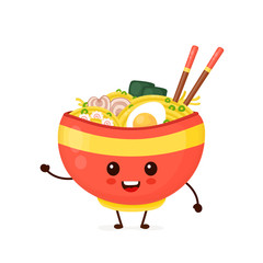 Happy cute smiling funny ramen bowl
