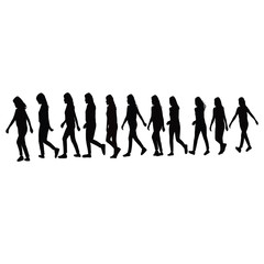 every step of a woman, silhouette vector