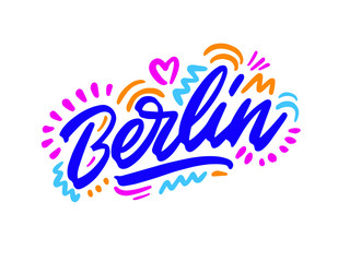 Berlin Handwritten city name.Modern Calligraphy Hand Lettering for Printing,background ,logo, for posters, invitations, cards, etc. Typography vector.