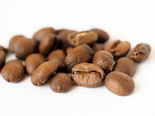 isolated coffee beans on white background