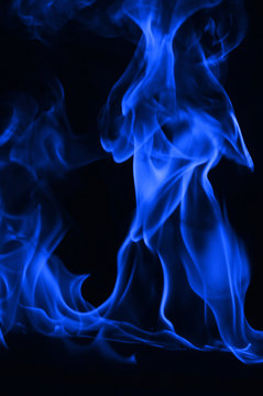 Blue Fire Flames On Black Background Stock Photo, Picture and Royalty Free  Image. Image 36535500.