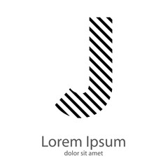 Logotipo con letra J con patrón rayado en diagonal en color negro 