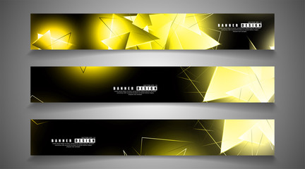 banner collection. abstract background with luminous gold triangles   that overlap . isolated black background. vector illustration of eps 10