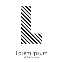 Logotipo con letra L con patrón rayado en diagonal en color negro 