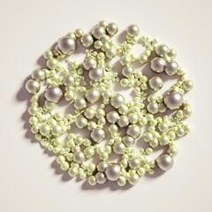 Beautiful background with balls, science, molecule, atom. 3d illustration, 3d rendering.