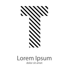 Logotipo con letra T con patrón rayado en diagonal en color negro 