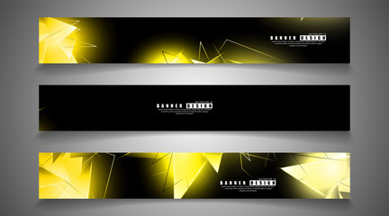 banner collection. abstract background with luminous gold triangles   that overlap . isolated black background. vector illustration of eps 10