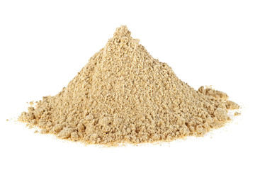 Heap of ginger powder isolated on white background