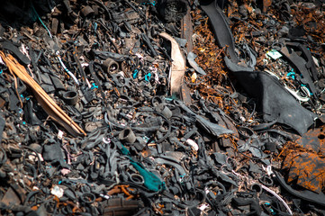 recycling old car tires landfill rubber waste dump