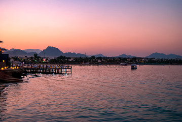 Fototapeta na wymiar Dusk over Naama Bay, Sharm el Sheikh in Egypt