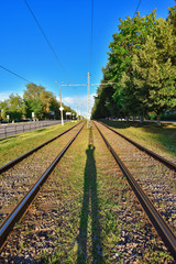 Fototapeta na wymiar railway in bright sunlight