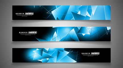 banner collection. abstract background with luminous blue triangles   that overlap . isolated black background. vector illustration of eps 10