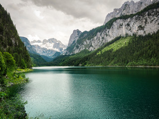 Fototapeta na wymiar Lake Gosau (in German Gosausee), Dachstein Salzkammergut region, Austria, June 17, 2019.