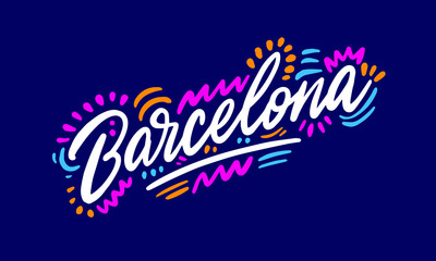 Barcelona Handwritten city name.Modern Calligraphy Hand Lettering for Printing,background ,logo, for posters, invitations, cards, etc. Typography vector.