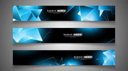 Fototapeta premium banner collection. abstract background with luminous blue triangles that overlap . isolated black background. vector illustration of eps 10
