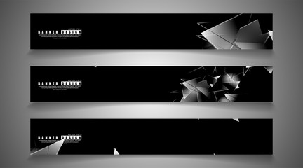 banner collection. abstract background with luminous triangles   that overlap . isolated black background. vector illustration of eps 10