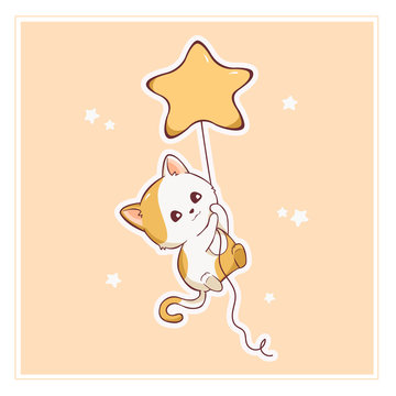 gatito colgado de estrella