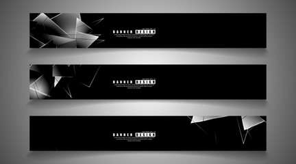 banner collection. abstract background with luminous triangles   that overlap . isolated black background. vector illustration of eps 10