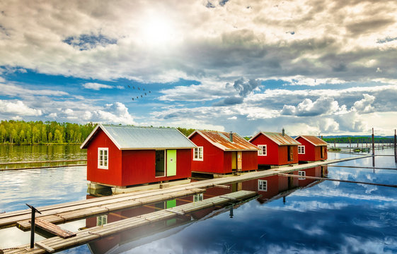 The Fetsund Booms are a Norwegian national cultural heritage monument, log driving museum,and wetland center at the outlet of the Glomma River into Lake &Oslash;yeren in Fetsund