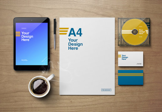 Tablet, Mug, and Stationery Mockup