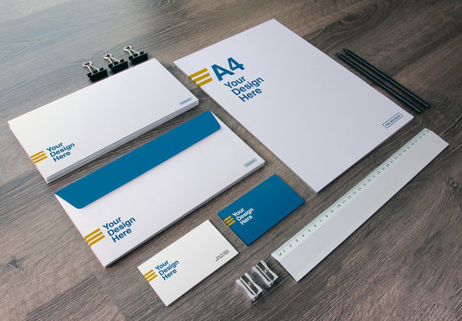 Full Stationery Mockup with Ruler, Pencils, and Sharpeners