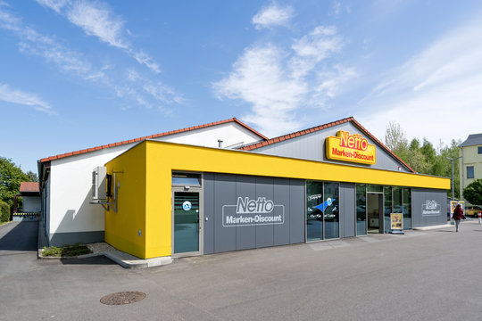 LIMBACH-OBERFROHNA, GERMANY - April 28, 2018: Netto Marken-Discount branch. Netto is a German discount supermarket chain owned by Edeka Group.
