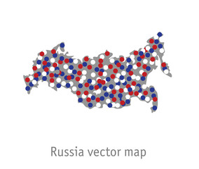 Russia map blue red white gray isolate object