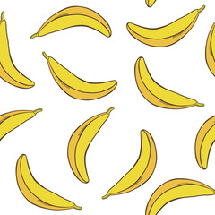 Obraz na płótnie Canvas Vector seamless banana pattern. Cartoon banana. Vector texture for textile, wrapping, wallpapers and other surfaces.