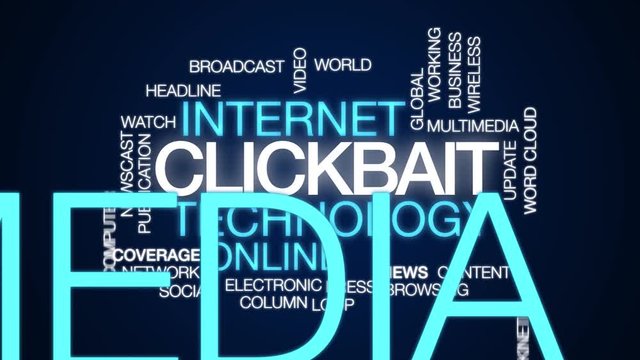 Clickbait animated word cloud. Kinetic typography.