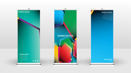 Vertical banner template design. can be used for brochures, covers, publications, etc. Concept of a colorful geometric vector background design