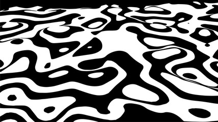 Black and white abstract wave. Optical illusion. Twisted vector illustration.