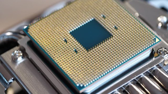 CPU with processor cooling system. Central processing unit