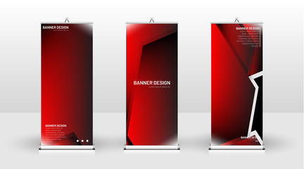 Vertical banner template design. can be used for brochures, covers, publications, etc. Concept of a geometric red vector background design