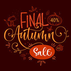 Autumn Season quote. Hand drawn modern calligraphy.