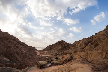 mountains and rock formations in the sinai desert 