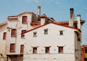 An historic building in the seaside town of Caorle in the Veneto region of Italy