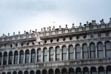 Fototapeten A building on St. Mark's Square in Venice with a seagull flying past him. With free space for inscription © Makulov