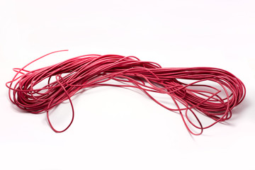 Red wires on a white background