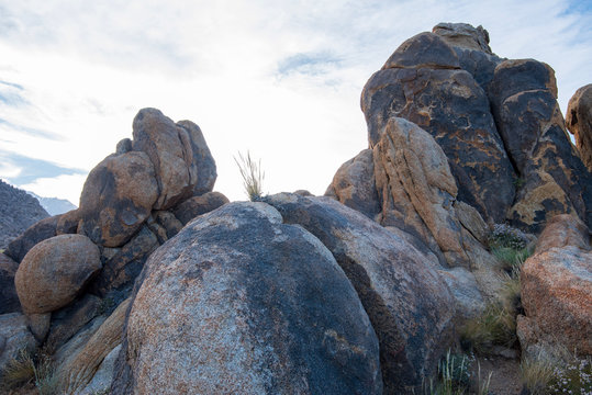 desert rock formations in Alabama Hills Eastern Sierra Nevada mountains California USA