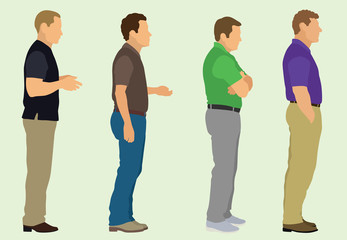Obraz premium Casually Dressed Men Waiting in Line