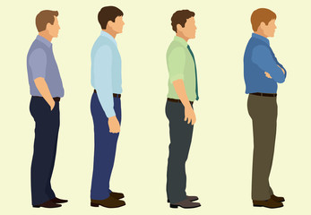 Obraz premium Business Casual Business Men in Line