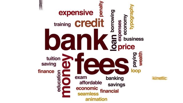 Bank fees animated word cloud. Kinetic typography.