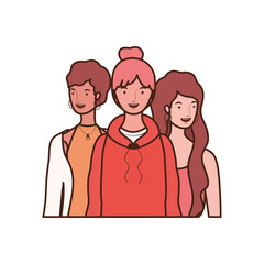 young women on white background