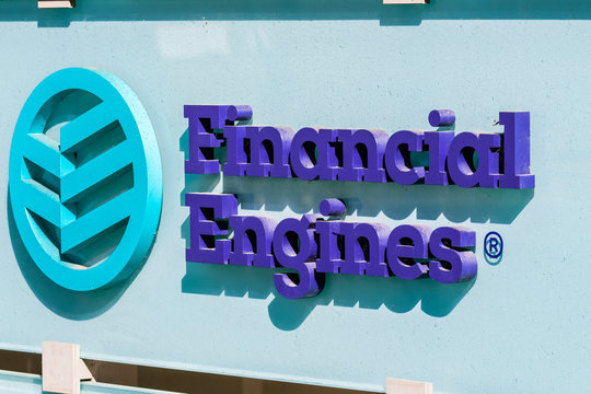 November 2, 2018 Sunnyvale / CA / USA - Financial Engines logo in front of the their offices located in Silicon Valley; they were purchased by  Hellman & Friedman in April 2018